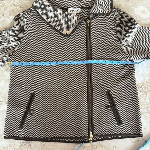 Ports International 100% Merino Wool Herringbone Moto Style Zipped Jacket - Picture 14 of 17